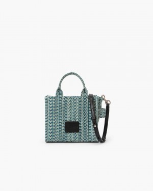 Marc Jacobs The Washed Monogram Denim Crossbody Tote Bag Umhängetasche Damen Orange Blau | 91IFWBUNL