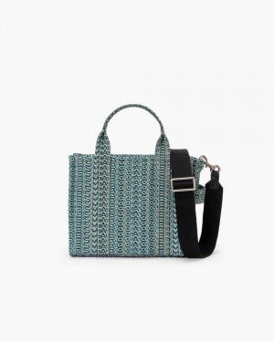 Marc Jacobs The Washed Monogram Denim Small Tote Bag The Tote Bag Damen Orange Blau | 30DTJHPVR