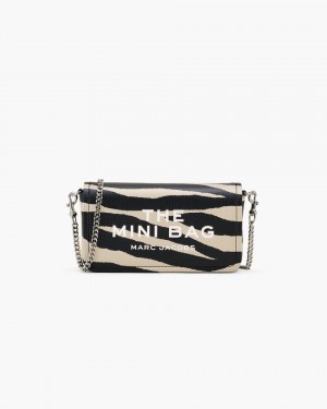 Marc Jacobs The Zebra Leather Chain Mini Bag Umhängetasche Damen Schwarz Weiß | 23NGWSEFI