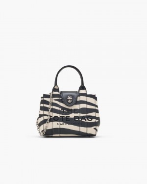 Marc Jacobs The Zebra Turnlock Crossbody Tote Bag Umhängetasche Damen Schwarz Weiß | 27ODCGUMN